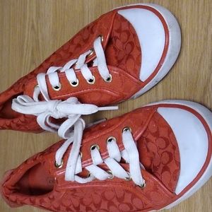 Coach size 6.5M  Red Tennis shoes